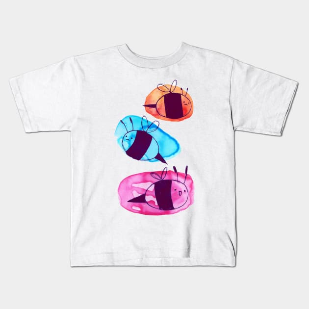 Colorful Watercolor Bees Kids T-Shirt by saradaboru